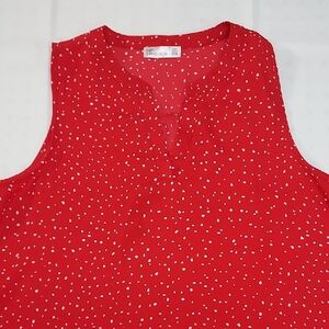 89th & Madison Red Polka Dot Sleeveless Top Sz M